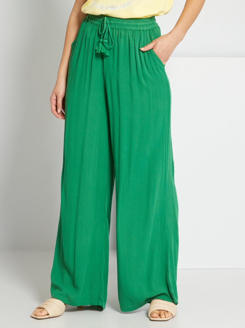 Pantaloni in maglia effetto crêpe VERDE - Kiabi