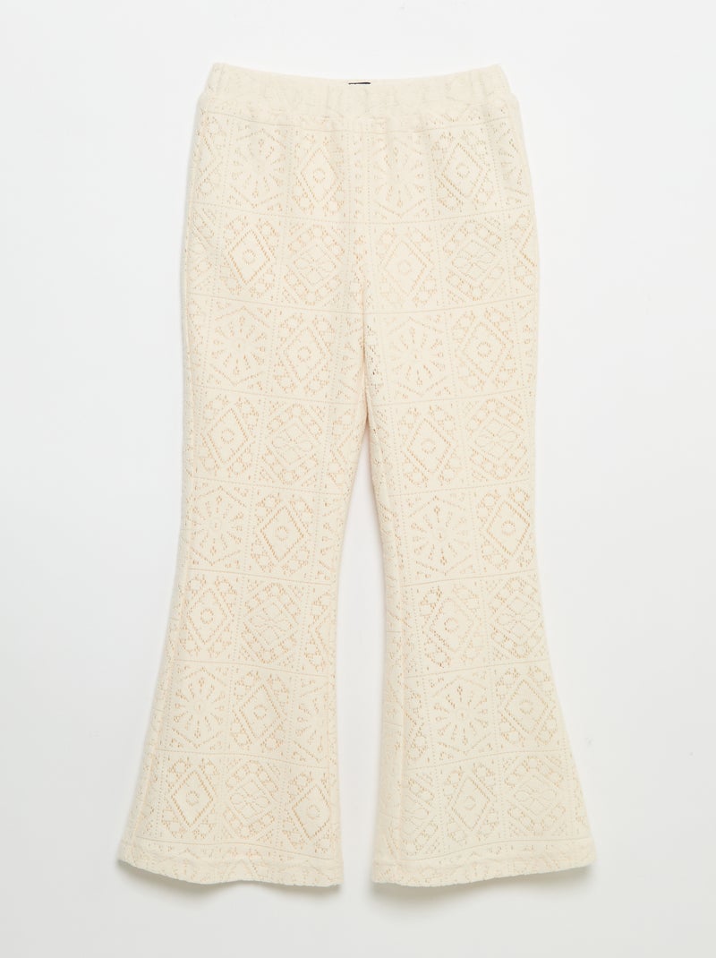 Pantaloni in maglia effetto uncinetto taglio svasato Beige - Kiabi