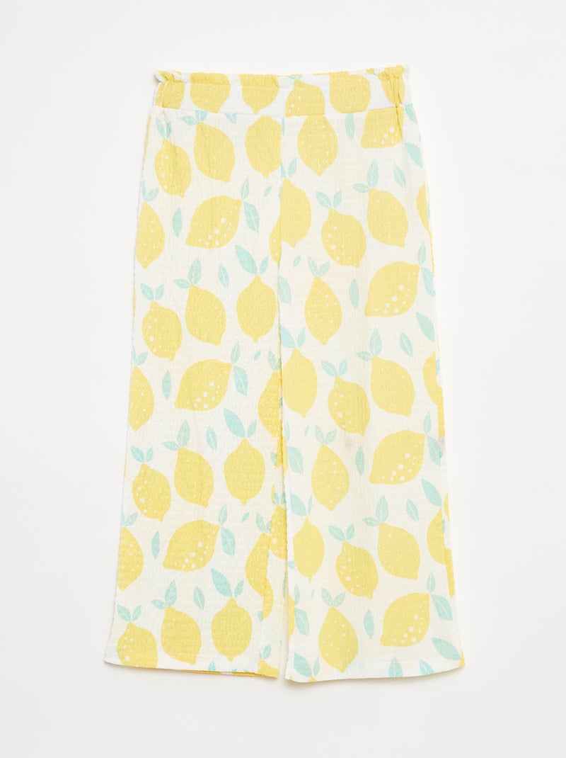 Pantaloni in maglia goffrata con motivi Bianco - Kiabi