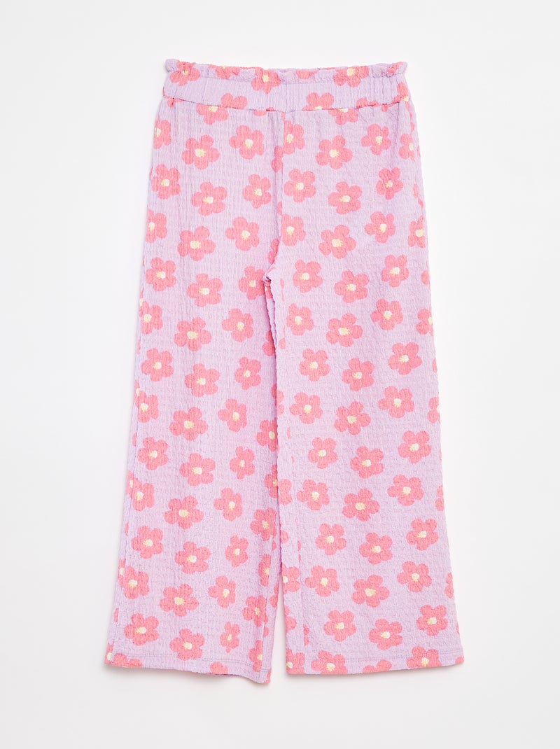Pantaloni in maglia goffrata con motivi Viola - Kiabi