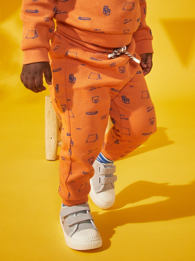 Pantaloni in maglia goffrata MARRONE - Kiabi