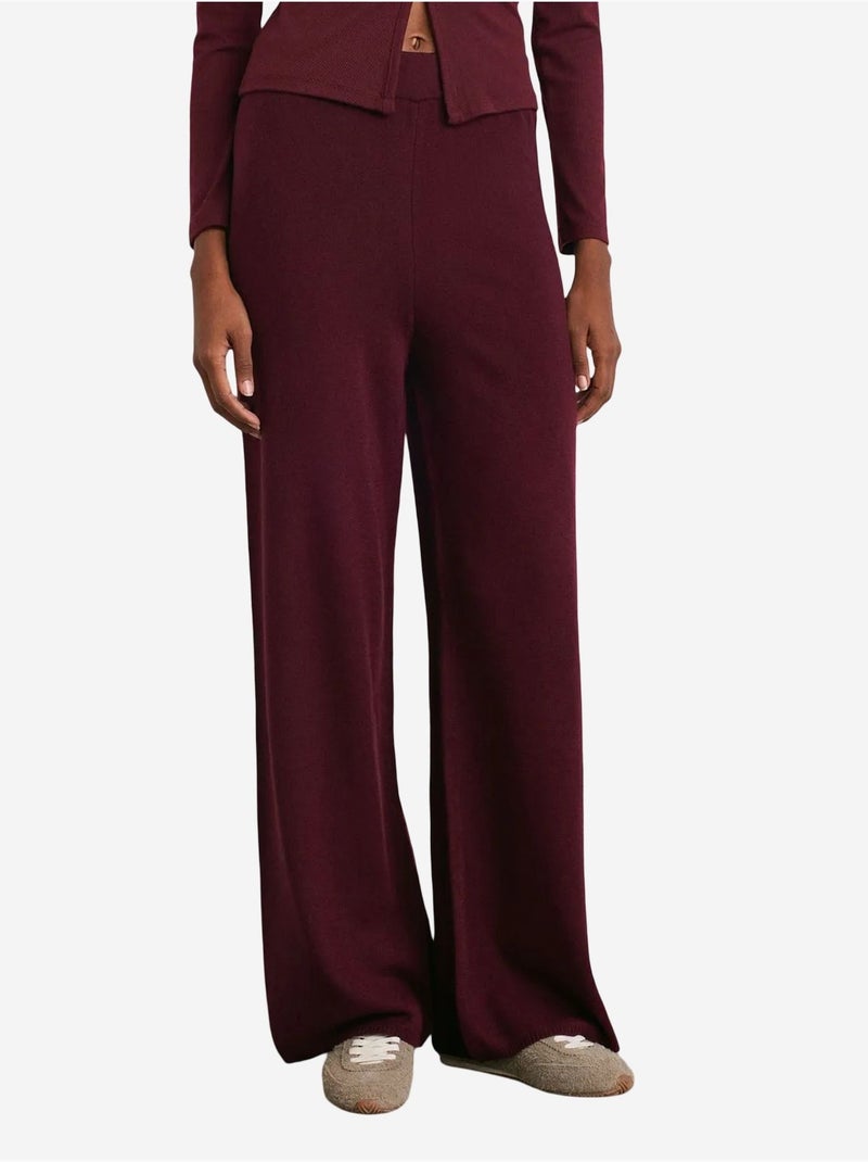 Pantaloni in maglia lurex a gamba ampia da donna dilvin Rosso bordeaux - Kiabi