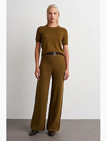 Pantaloni in maglia lurex a gamba ampia da donna dilvin