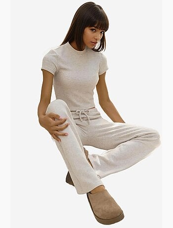 Pantaloni in maglia morbida testurizzata con laccetti hiccup