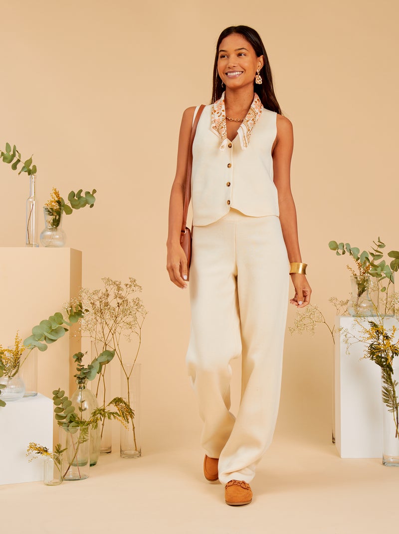 Pantaloni in maglia ottoman BEIGE - Kiabi