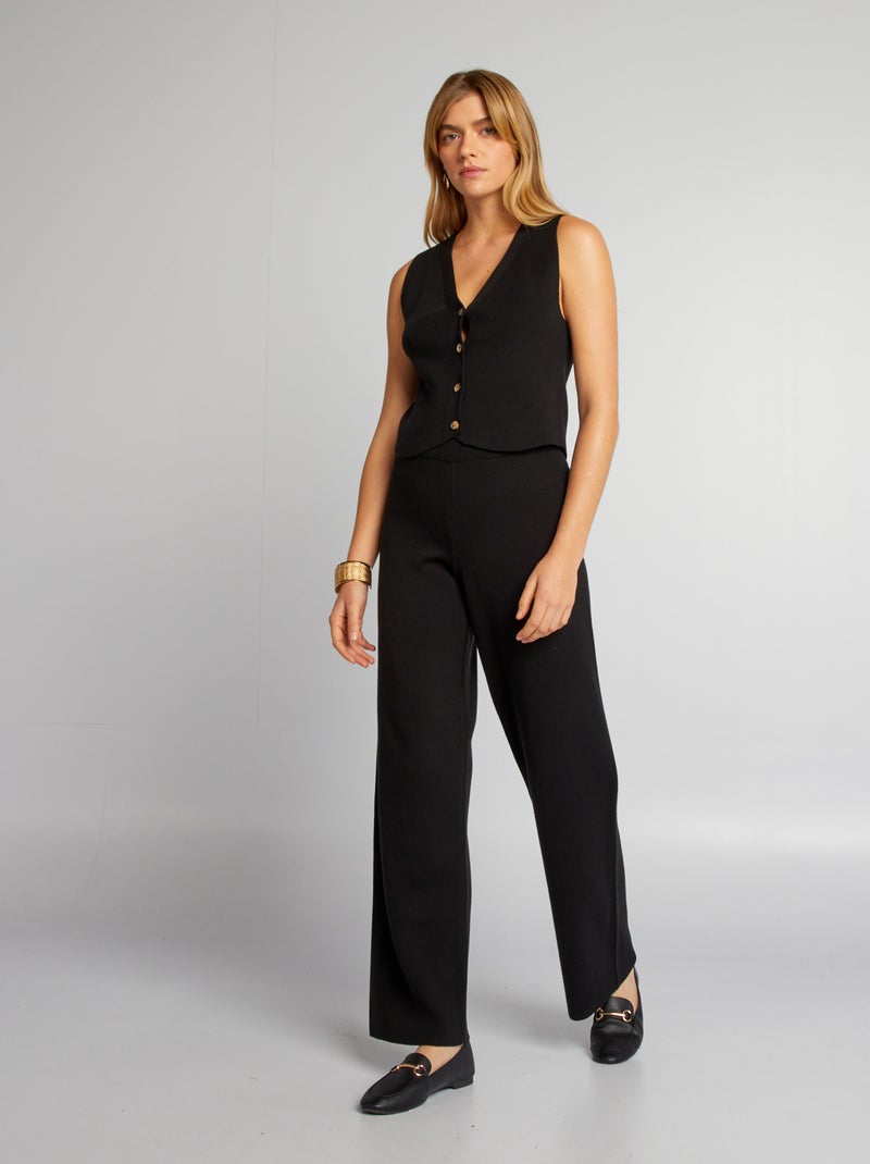 Pantaloni in maglia ottoman nero - Kiabi