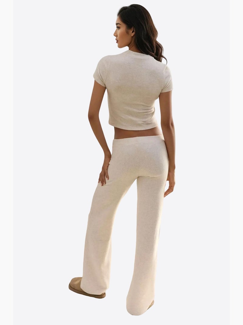 Pantaloni in maglia testurizzata morbida con vita elasticizzata hiccup Beige argilla - Kiabi