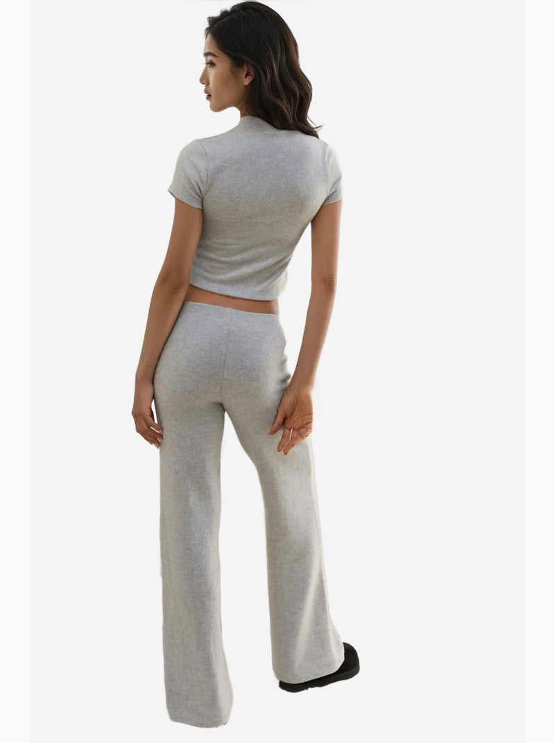Pantaloni in maglia testurizzata morbida con vita elasticizzata hiccup Grigio chiaro - Kiabi