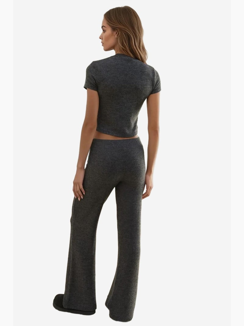 Pantaloni in maglia testurizzata morbida con vita elasticizzata hiccup Grigio scuro - Kiabi