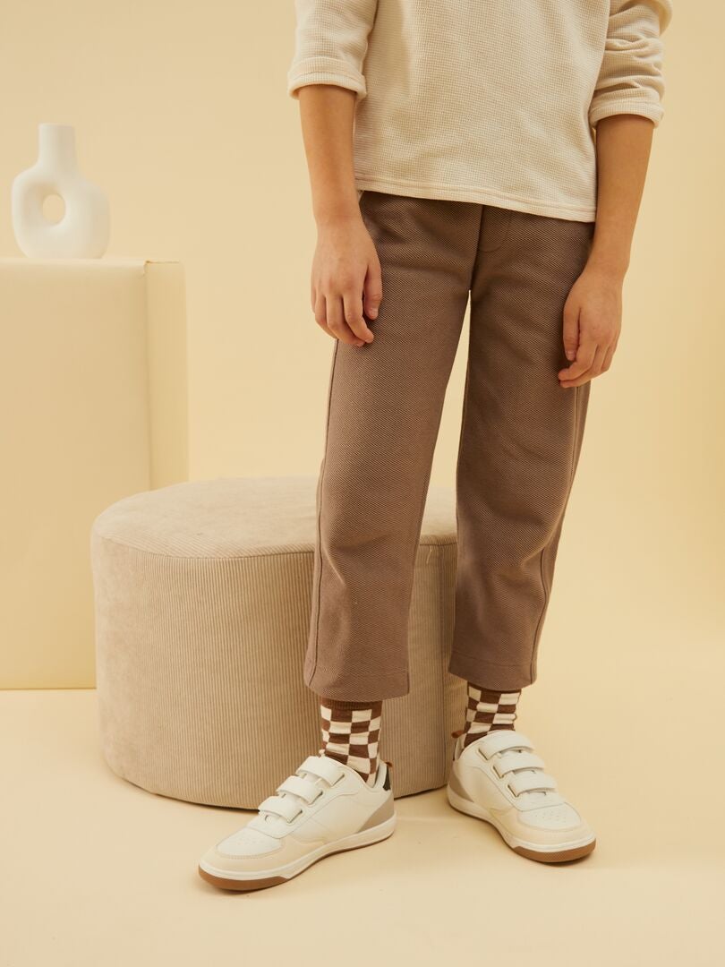 Pantaloni in maglia tinta unita grigio beige - Kiabi