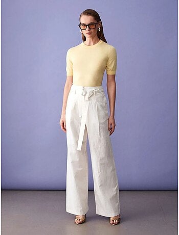 Pantaloni in misto lino a gamba ampia con cintura dilvin