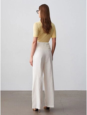 Pantaloni in misto lino a gamba ampia con cintura dilvin
