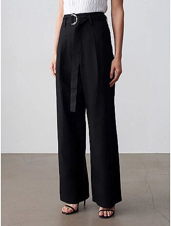 Pantaloni in misto lino a gamba ampia con cintura dilvin