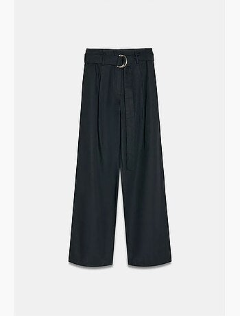 Pantaloni in misto lino a gamba ampia con cintura dilvin