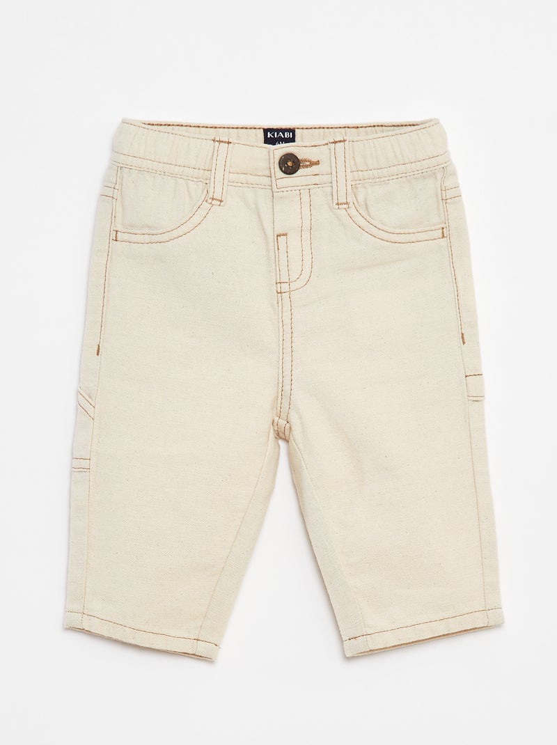 Pantaloni in misto lino Bianco - Kiabi