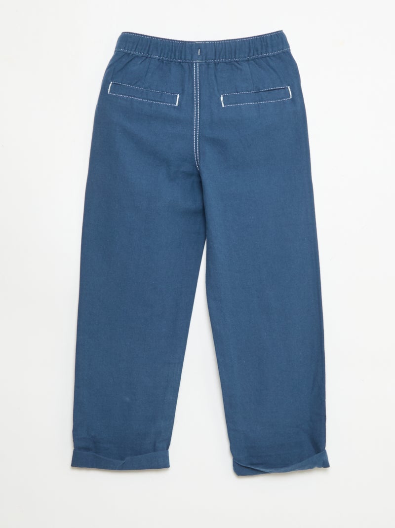 Pantaloni in misto lino Blu - Kiabi
