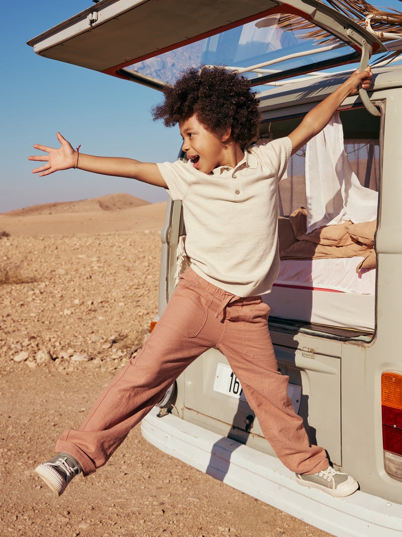 Pantaloni in misto lino Marrone - Kiabi