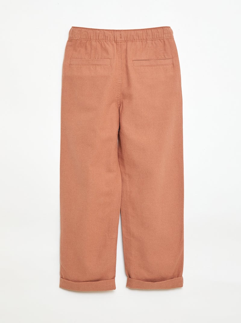 Pantaloni in misto lino Marrone - Kiabi