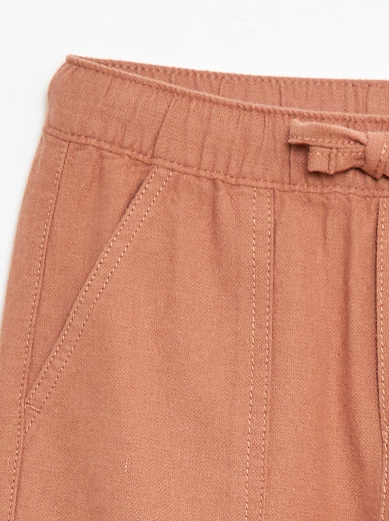 Pantaloni in misto lino Marrone - Kiabi