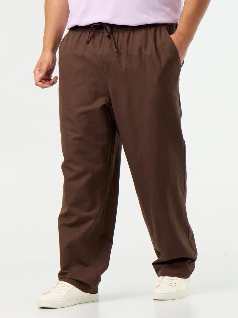 Pantaloni in misto lino Marrone - Kiabi