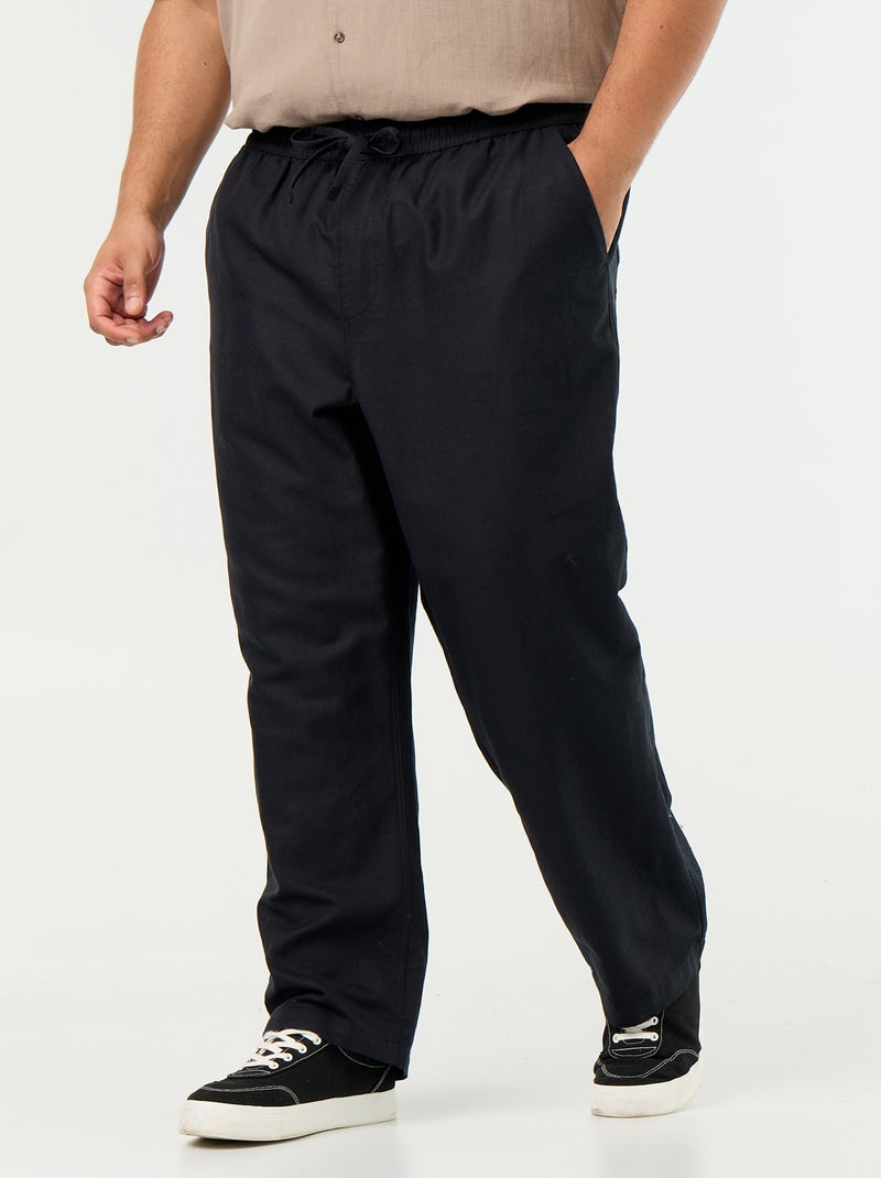 Pantaloni in misto lino Nero - Kiabi