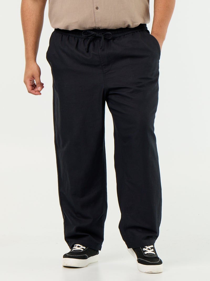 Pantaloni in misto lino Nero - Kiabi