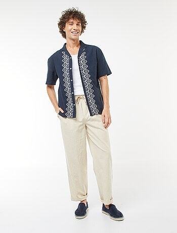 Pantaloni in misto lino taglio dritto