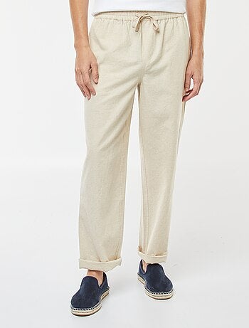 Pantaloni in misto lino taglio dritto