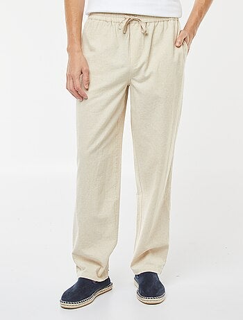 Pantaloni in misto lino taglio dritto