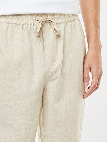 Pantaloni in misto lino taglio dritto
