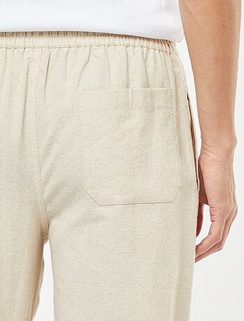 Pantaloni in misto lino taglio dritto