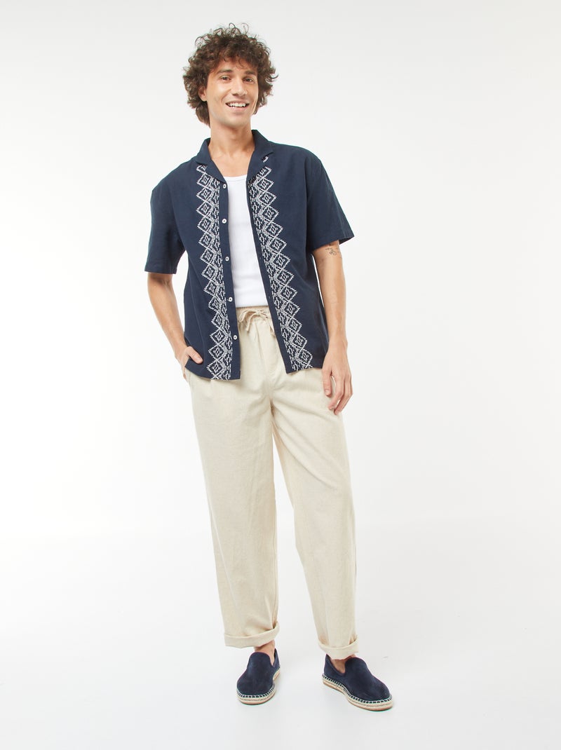 Pantaloni in misto lino taglio dritto beige - Kiabi
