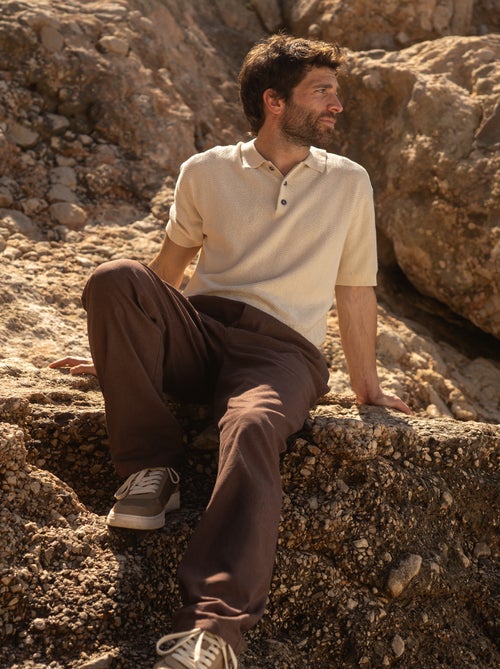 Pantaloni in misto lino taglio dritto - Kiabi