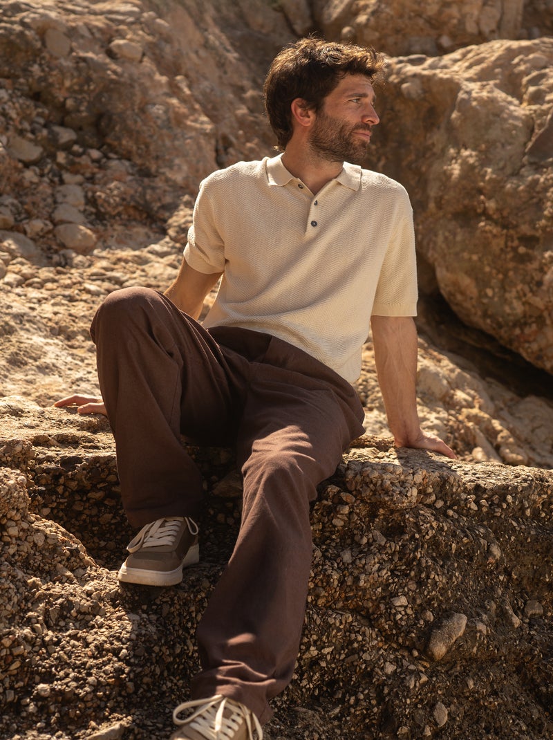 Pantaloni eleganti dal taglio dritto, marrone --71