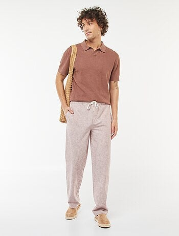 Pantaloni in misto lino taglio dritto