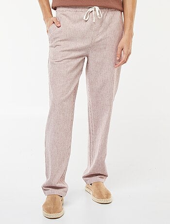Pantaloni in misto lino taglio dritto