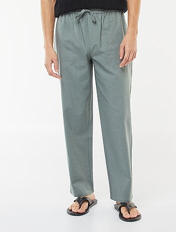 Pantaloni in misto lino taglio dritto