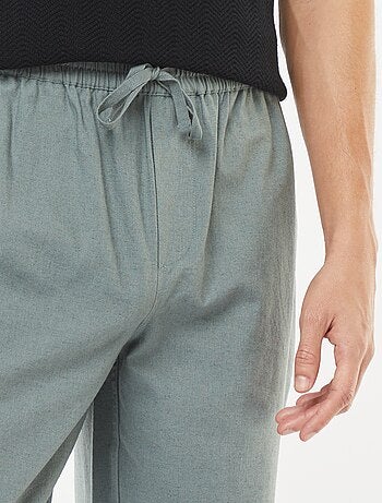 Pantaloni in misto lino taglio dritto