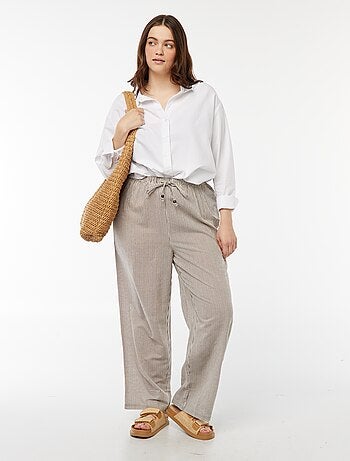 Pantaloni in misto lino wide leg