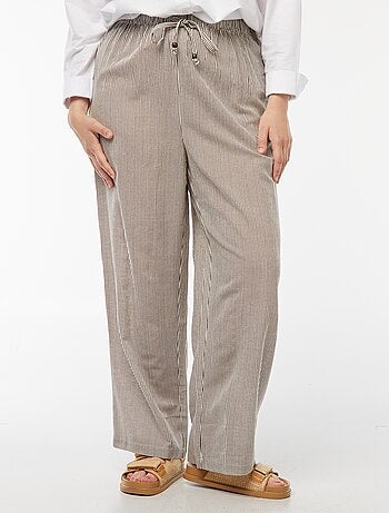 Pantaloni in misto lino wide leg