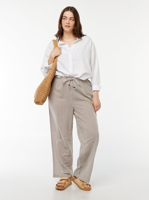 Pantaloni in misto lino wide leg - Kiabi