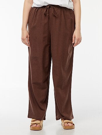 Pantaloni in misto lino wide leg