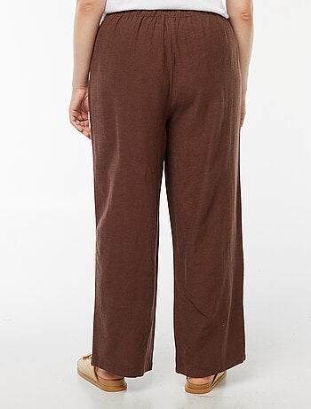Pantaloni in misto lino wide leg