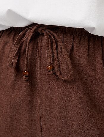 Pantaloni in misto lino wide leg