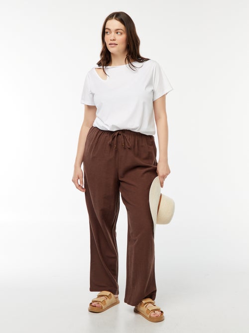 Pantaloni in misto lino wide leg - Kiabi