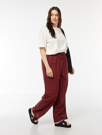 Pantaloni in misto lino wide leg