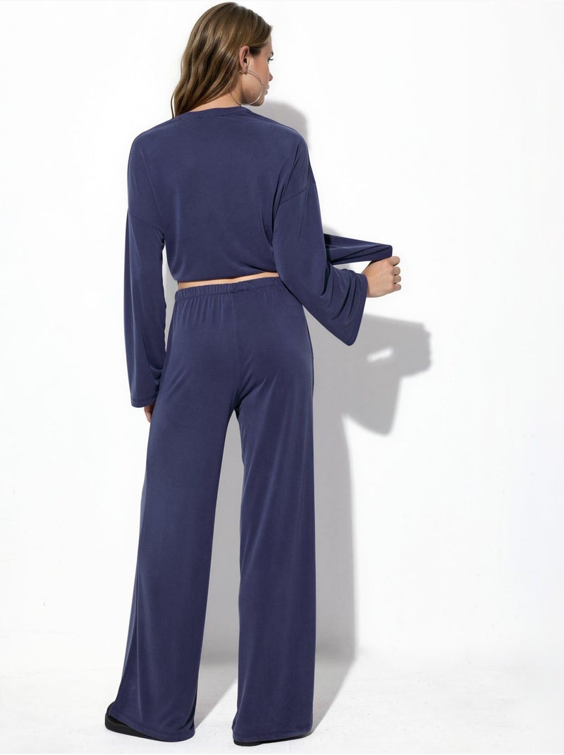 Pantaloni in modal a gamba dritta con vita elasticizzata busem Blu marino - Kiabi