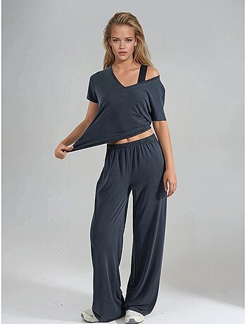 Pantaloni in modal a gamba dritta con vita elasticizzata busem