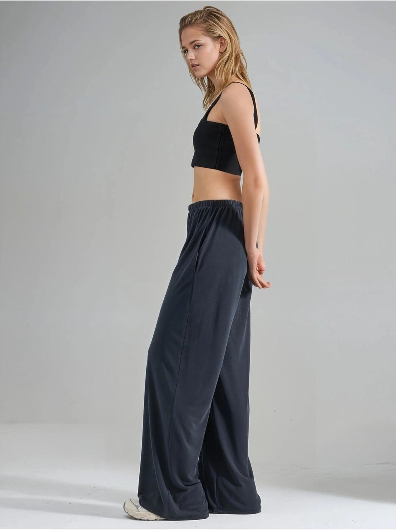 Pantaloni in modal a gamba dritta con vita elasticizzata busem Grigio scuro - Kiabi