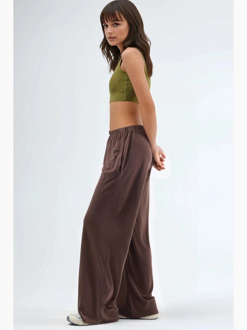 Pantaloni in modal a gamba dritta con vita elasticizzata busem Marrone chiaro - Kiabi